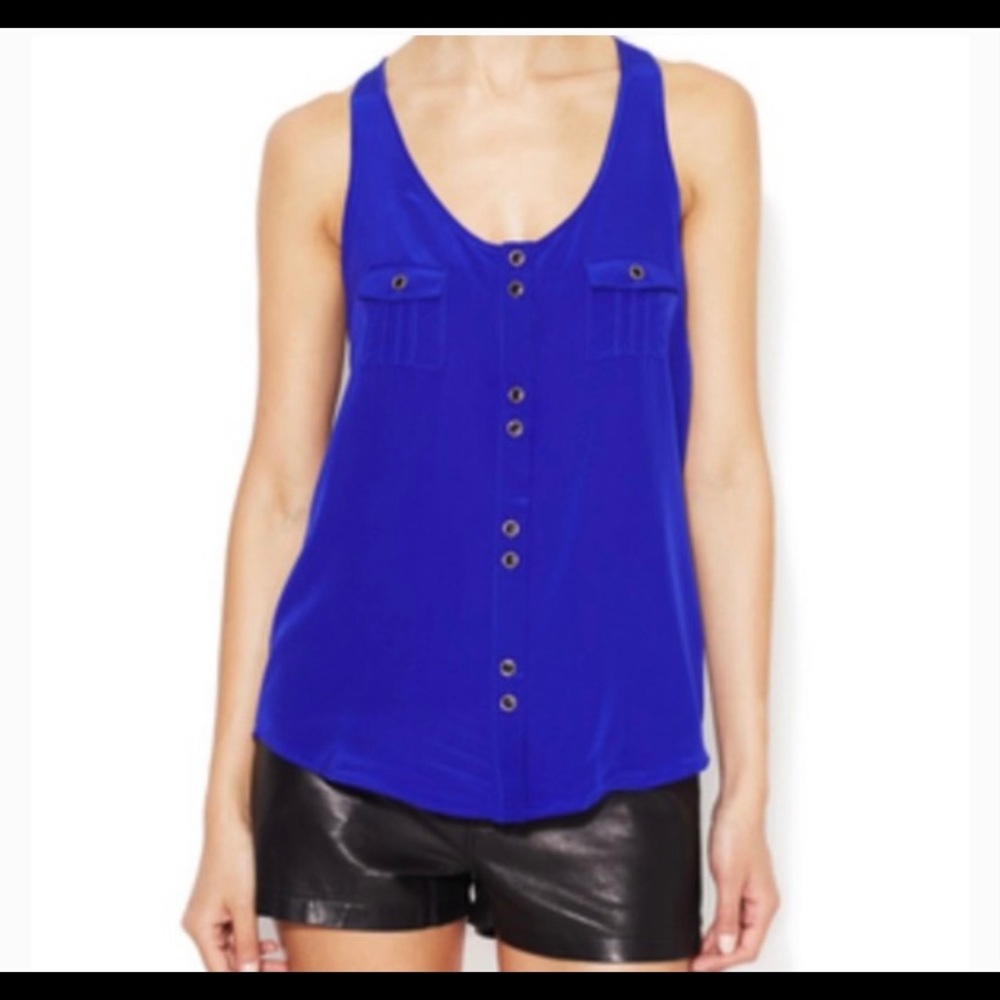 YUMI KIM - 100% silk cobalt button up tank